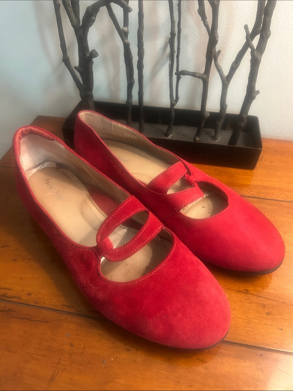 Women’s Red Suede Mary Jane Flats